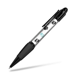 1x Black Ballpoint Pen (Photo Insert) - Paw Print Pattern Animal Cat Dog - Soft Feel Finger Grip #170305