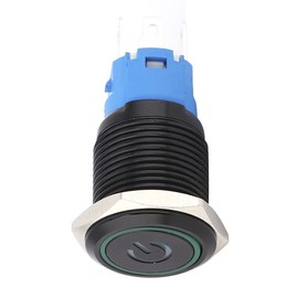 Pack of 2 LED Button Switches 16 mm 1NO1NC Push Button Switch Black Waterproof for Car (Green-3-6VDC)