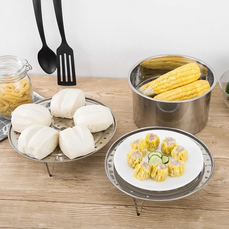 TIMJJG 2 Pieces Stainless Steel Steam Rack, 2 Steam Cloths