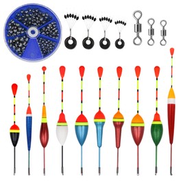 CONNECTION Floats Fishing Set 10 Pieces Fishing Floats 205 Pieces 5 Sizes Lead Shot Fishing 4 Pieces Rubber Stopper Fishing 3 Pieces Swivel Fishing Trout Fishing Accessories Set Float Fishing for