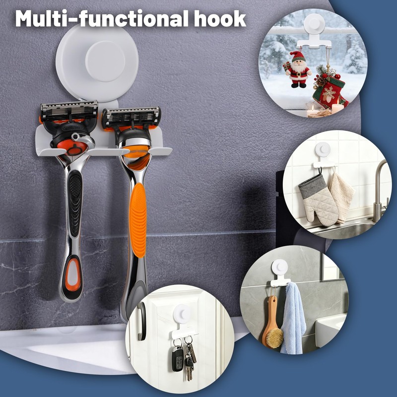 No-Drill Suction Cup Razor and Shaver Holder, Stainless Steel Shower
