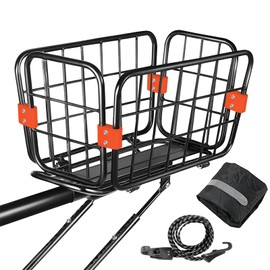 Rear Bike Rack with Basket, Aluminum Alloy Bike Back Rack, Universal Bicycle Rear Rack and Basket for Adult Bikes