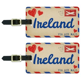 Graphics & More Air Mail Postcard Love for Ireland Luggage Suitcase Carry-on Id Tags, White