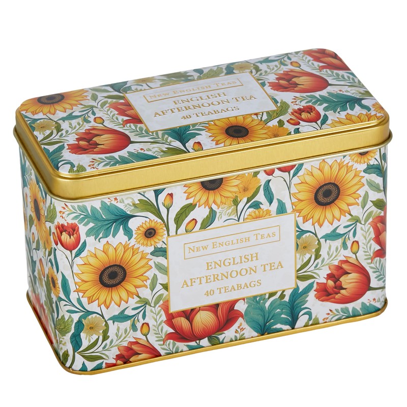 New English Teas Victorian Sunflower Tea Tin with 40 English