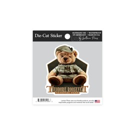 Die Cut Sticker Theodore Roosevelt NP, North Dakota, Teddy Bear, Contour Vinyl Sticker 1 to 3 inches (Waterproof Decal for Cars, Water Bottles, Laptops, Coolers), Small