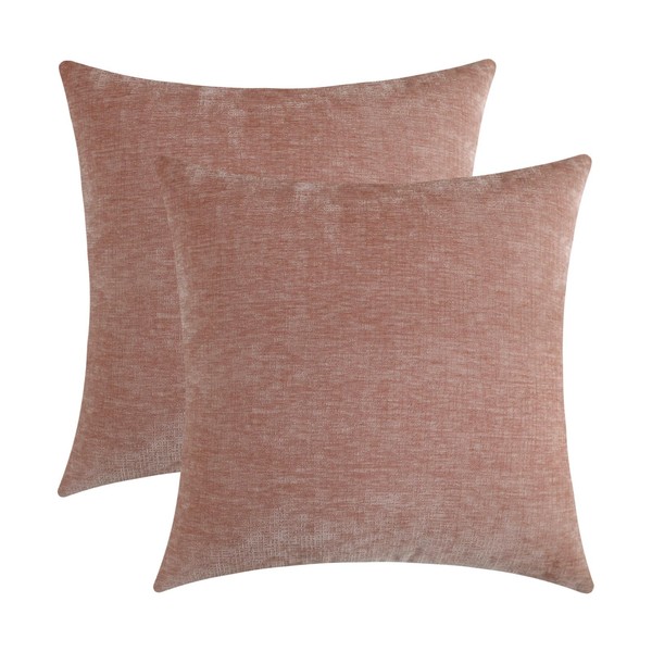 Qanatmz Blush Pink Chenille Decorative Couch Throw Pillow Covers, Soft
