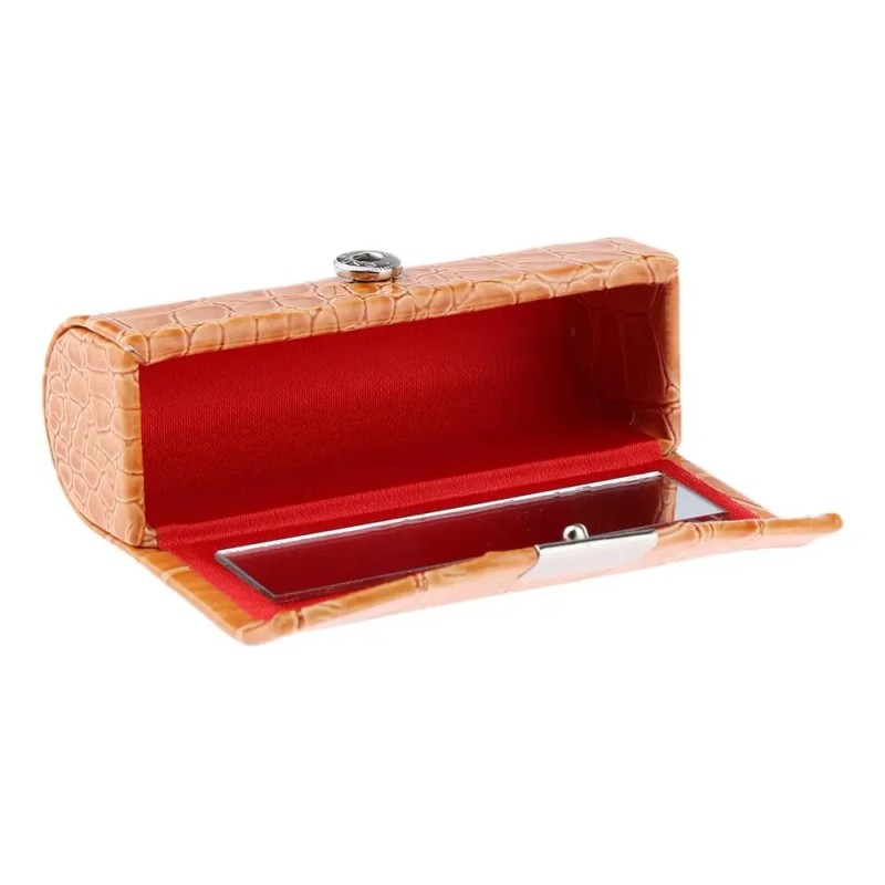 Estuche De Lápiz Labial Individual De Pu Marrón Anaranjado