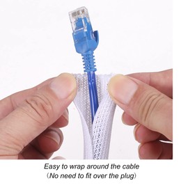 CrocSee- 10Ft 1 4 Inch Braided Cable Management Sleeve Cord Protector Self Wrapping Split Wire Loom for Tv Computer Home Theater Engine Bay White 1 4 10Ft White