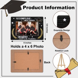 OXRUN Graduation Picture Frame, Graduates Frames with Easel, 4x6 Photo Insert for Party Tabletop Display, Congrats Grad Gifts for Her Him High School College - C06