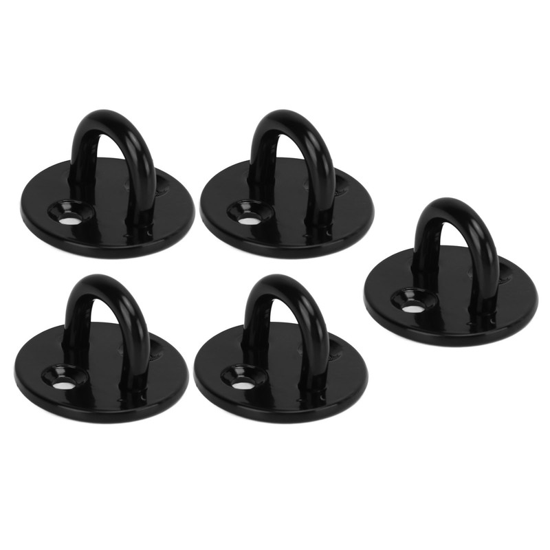 5Pcs Eye Plate Thickened Black Stainless Steel Enhanced Load Bearing