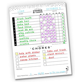 Jennakate - Chore Chart for Kids, Teens & Adults -Dry Erase Magnet -Routine, Behavior & Homeschool Schedule -Mid Mod Style (11"x14" - NO Markers)