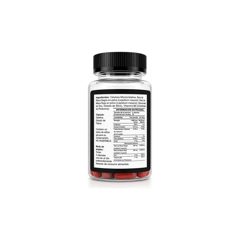 Suplemento Alimenticio Maca Negra Y Roja 500 Mg 60 Capsulas