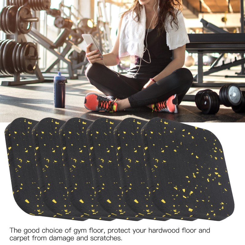 6PCS Rubber Treadmill Mat Sound Insulation Cushion Exercise Equipment Mat