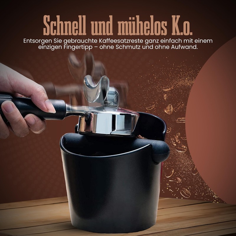 Muntel Coffee grounds container, knockbox, non-slip, 1.3 L, black