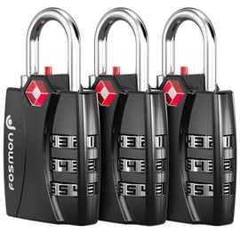 Fosmon TSA Approved Locks for Luggage. Suitcase Locks with Open Alert Indicator, 3 Digit Combination Padlock with Alloy Body for Travel, Backpack Zipper Anti Theft, Locker, Gym, Gun Case, Tent- 3 Pack