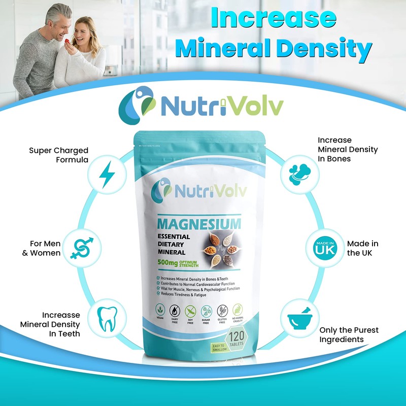 Magnesium 500mg Muscle Function Reduce Tiredness & Fatigue | Bones