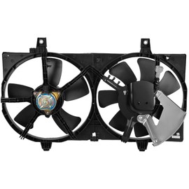 DNA MOTORING OEM-RF-0232 Factory Style Radiator Cooling Fan Assembly Cooling Efficiency Improved Direct Replacement [Compatible with 2002-2006 Sentra 1.8L],Black