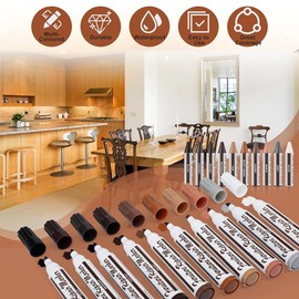 Möbelreparaturset,Möbelreparaturstift Set,21 Stück Furnier Reparatursetür Für Holzreparatur,10 Möbelstift+10 Holzwachs+1 Bleistiftspitzer,Holz Reparatur Stift Möbel Reparaturset für Flecken,Kratzer