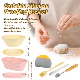 Cesta de silicona a prueba de pan, juego completo para hacer pan con herramientas esenciales, fácil de limpiar y almacenar