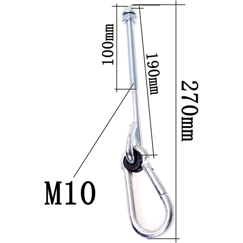 Aqbau Set of 2 Swing Hooks M10 Carabiner Hook Swing