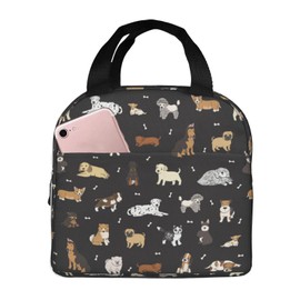 Duduho Cute Dogs Animals Lunch Bag Compact Tote Bag Reusable Lunch Box Container For Women Men School Office Work, 6l