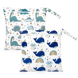 beifon Pack of 2 Wet Bag Nursery Large Changing Bag Waterproof Nappy Bag Wet Bag Reusable Wet Bag with Zip Nappy Bag Dry Bag for Travel On the Go, Multicoloured (multicoloured A), Fashion