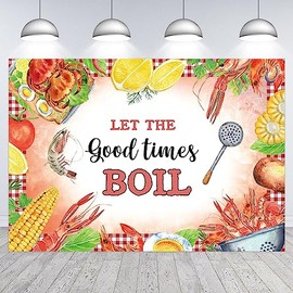 5×3ft Crawfish Boil Sea Backdrop Let The Good Times Boil Theme Background Lobster Family Party Housewarming Theme Decorations Banner Photo Booth Props
