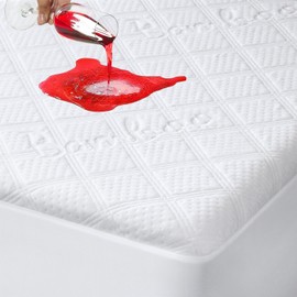 Double Bed Waterproof Mattress Protector Double Bed Fitted Mattress Cover Soft Noiseless Washable Breathable & Vinyl Free Bed Cover Fitted 30cm Deep (Double Size (135x190/200cm))