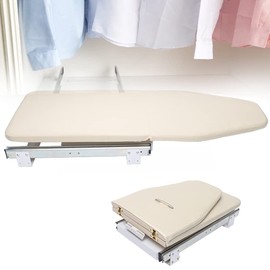 RustyVioum Retractable Ironing Board, 180° Foldable Ironing Board Pull-Out Stow Away Ironing Table, Pull Out Ironing Board in The Cabinet for Apartment & Small Room, Beige