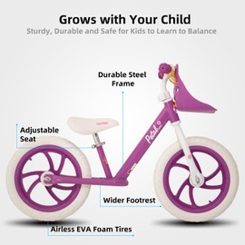 JOYSTAR 14 Inch Balance Bike for Boys Girls 18months-5 Years Old Push Bicycle Toddler Balance Bike 14" Gift Bike for Boys Girls Purple