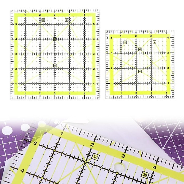 TYVOM 2 Pcs Quilting Rulers,Clear Acrylic Sewing Ruler Creative Grids