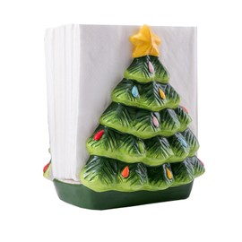 HPYNPES Christmas Tree Napkin Holder - Ceramic Hand-Painted Design