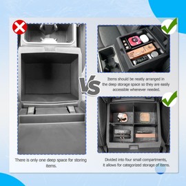 EDBETOS 2PCS Center Console Organizer Compatible with 2024 2025 Toyota Tacoma(4th Gen) and 2025 Toyota 4Runner(6th Gen) Secondary Storage Box Interior Accessories, ABS Console Insert Tray and Divider