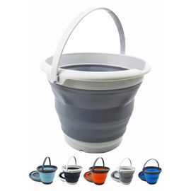 SAMMART 8.5L (2.2 Gallon) Collapsible Plastic Bucket - Foldable Round Tub - Portable Fishing Water Pail - Space Saving Outdoor Waterpot. Size 31cm Dia (Grey)