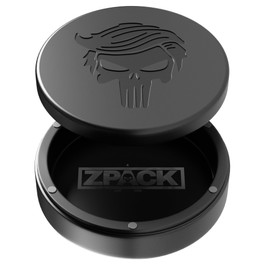 ZPACK Magnetic Metal Can, Holder, Metal Container, Carved Tin with Magnetic Closure, Aluminum Container, Slim Pouch Can, Gift For Him (Black)