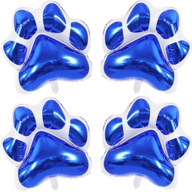 Vuzvuv 4 PCS Large Blue Foil Paw Print Balloons, Dog Paw Balloons for Puppy Birthday Party Supplies Pets Themed Decor