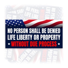No Person Shall Be Denied Life Liberty Or Property Without Due Process | Bumper Sticker or Car Magnet | American Flag Patriotic Magnetic Bumper Decorations for Cars [7.5x3.75]