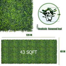 DOPGIB Artificial Ivy Privacy Fence Screen,128"x 48" (43 SQFT) UV-Anti Faux Boxwood Roll Grass Wall Panels for Patio Balcony Privacy, Garden, Backyard Greenery Wall Backdrop Decor
