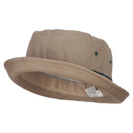 e4Hats.com Striped Roll Up Bucket Hat - Khaki Dark Green M-L