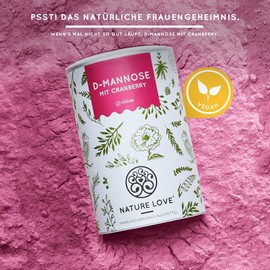 D-Mannose Powder with Cranberry - 250 g Powder for Dissolving in Water - 100 Days Range - with Dosing Spoon - High Dosage, Vegan, Laboratory Tested and Produced in Germany
