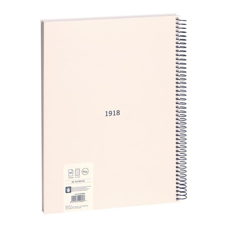 MILAN® A4 notebook with hardcover, 5x5 mm grid, 80 sheets,