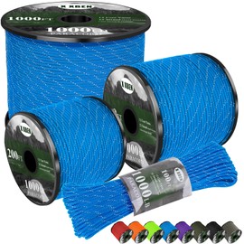 X XBEN Paracord Reflective 1000lb, 50/100/200/500/1000ft 4mm, 13 Strand Parachute Spool Cord, Heavy Duty Paracord Rope for Camping, Fishing, Hiking, Hunting, DIY Crafts, Blue