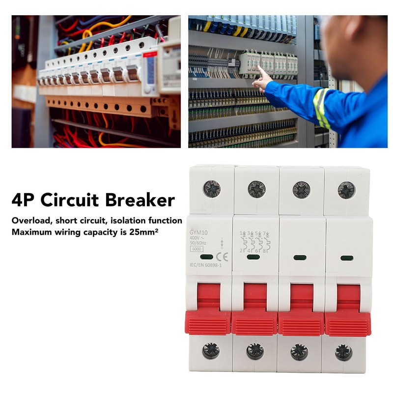 Miniature Circuit Breaker 4P 400V Overload Protection Isolator Switch for