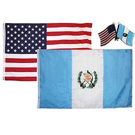 K's Novelties 2 Flag Set with Matching Pin USA & Guatemala Country 3x5 3’x5’ Flag & Lapel Pin