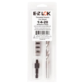 E-Z LOK 400-4-CR Threaded Inserts for Wood, Installation Kit, Stainless Steel, Includes 1/4-20 Knife Thread Inserts (6), Drill, Installation Tool