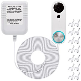 Dreyoo Video Doorbell Transformer, 24 Volt 16.4 Feet Doorbell Power Supply C Wire Adapter with 50 LPJ088 Cable Clips Compatible with Doorbell and Smart Thermostats