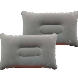 JR QualityProduct 2 Pack Inflatable Camping Pillows – Lightweight Travel Neck Cushions for Fishing, Beach, Inflatable Blow up Pillows for Camping Holidays, Fishing and Travel Comfort. (Grey)