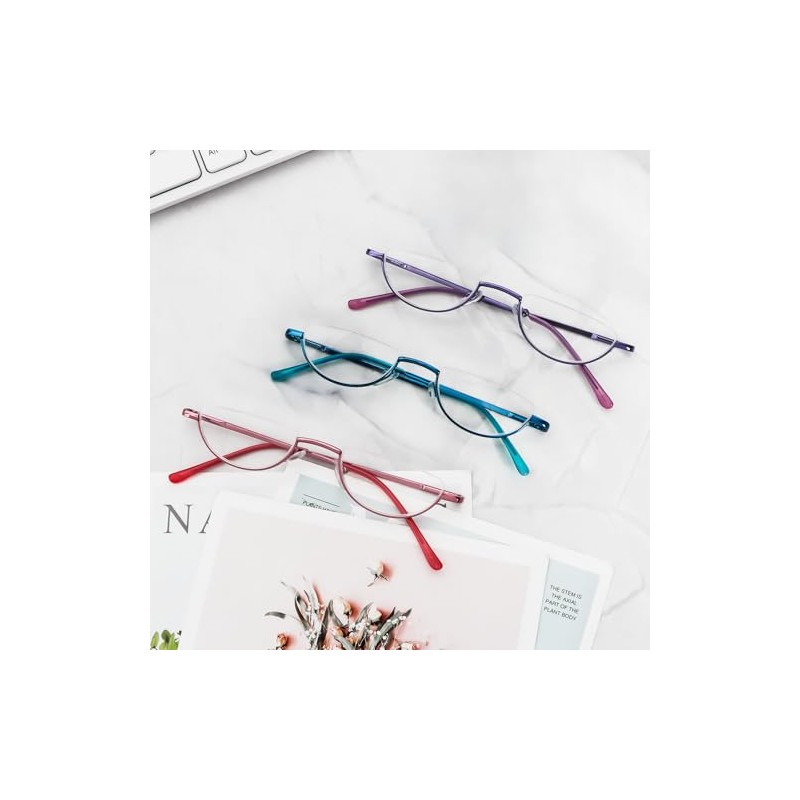 MMOWW 3 Pack Half Frame Reading Glasses for Women Men