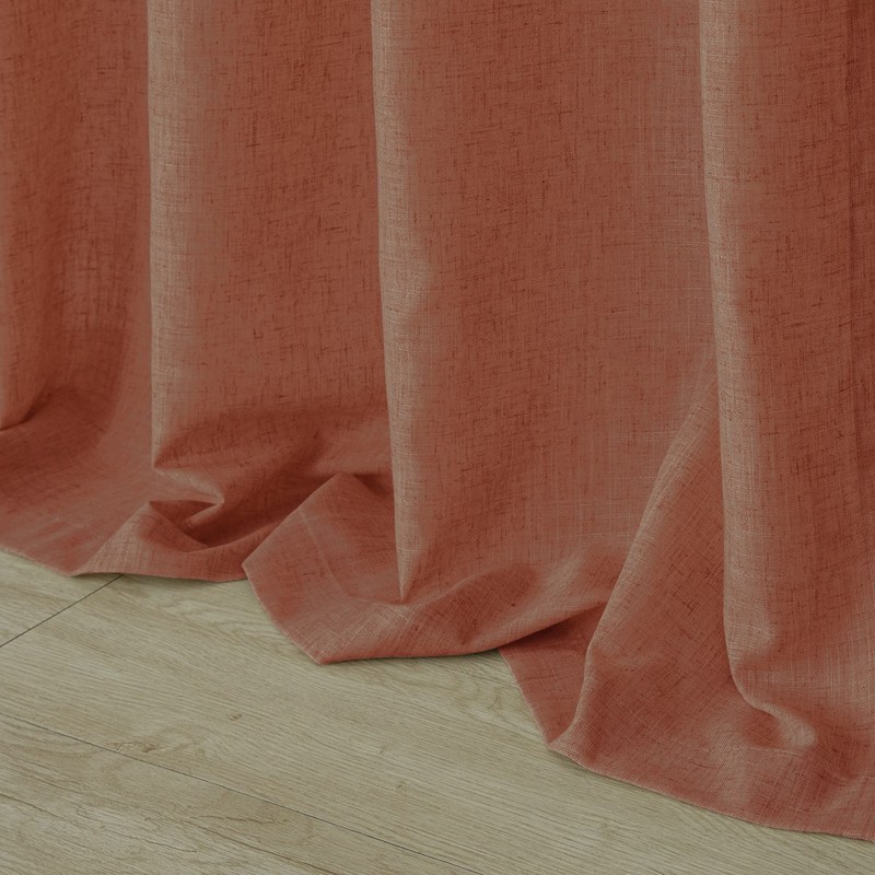 Mrs.Naturall Terracotta 36x72 Inches Long Back Tab Linen Blend Sheer