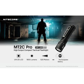 Nitecore MT2C Pro 1800 Lumen USB-C Rechargeable 520 Meters Beam LED Flashlight with Battery and EdisonBright Accessory case Bundle